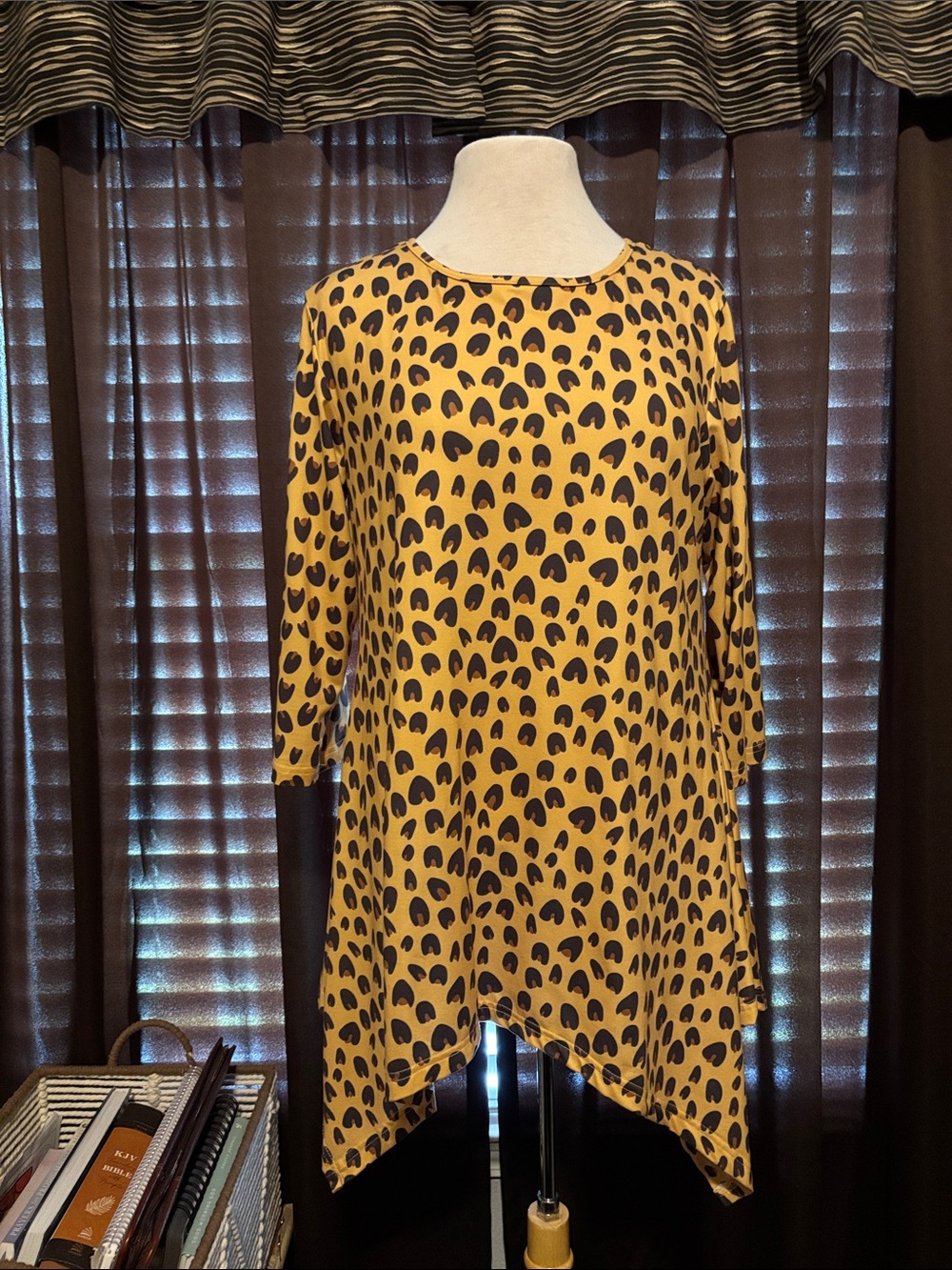 NUGGLES Yellow Leopard Print Tunic Top with Pockets